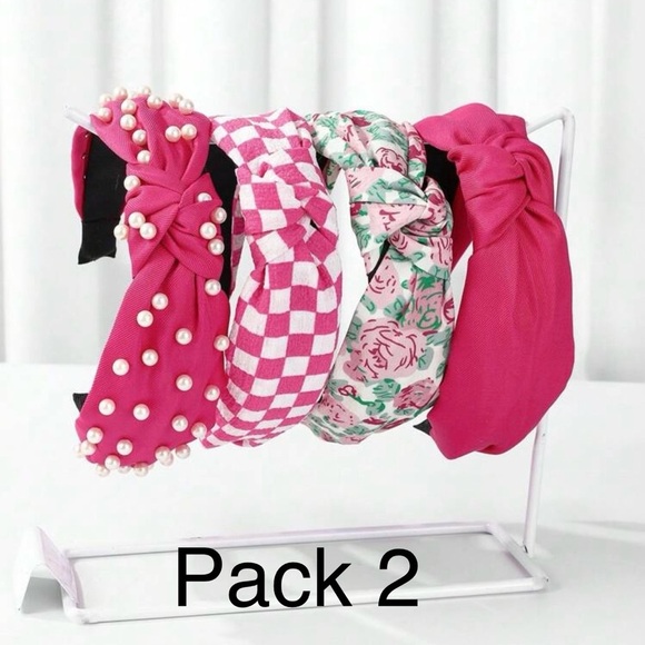 Valentine’s Day headbands NWT PACK OF 4 (pack 1 of 4 red or pack 2 of 4 pink) - Picture 4 of 7